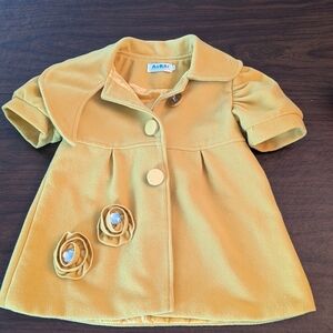 Gorgeous Gold Toddler Peacoat Formal Yellow Detail Jacket Dressy Church Easter